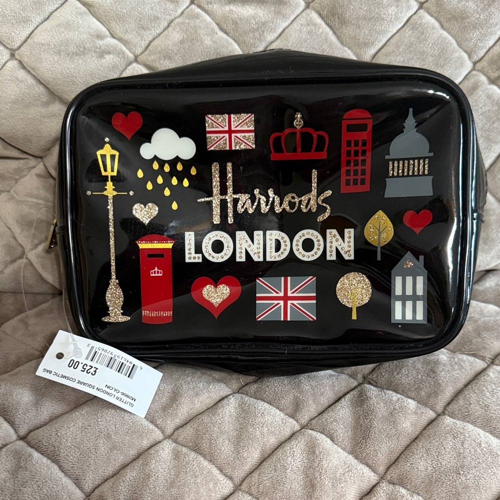 Harrods Black London Icon Cosmetic Pouch